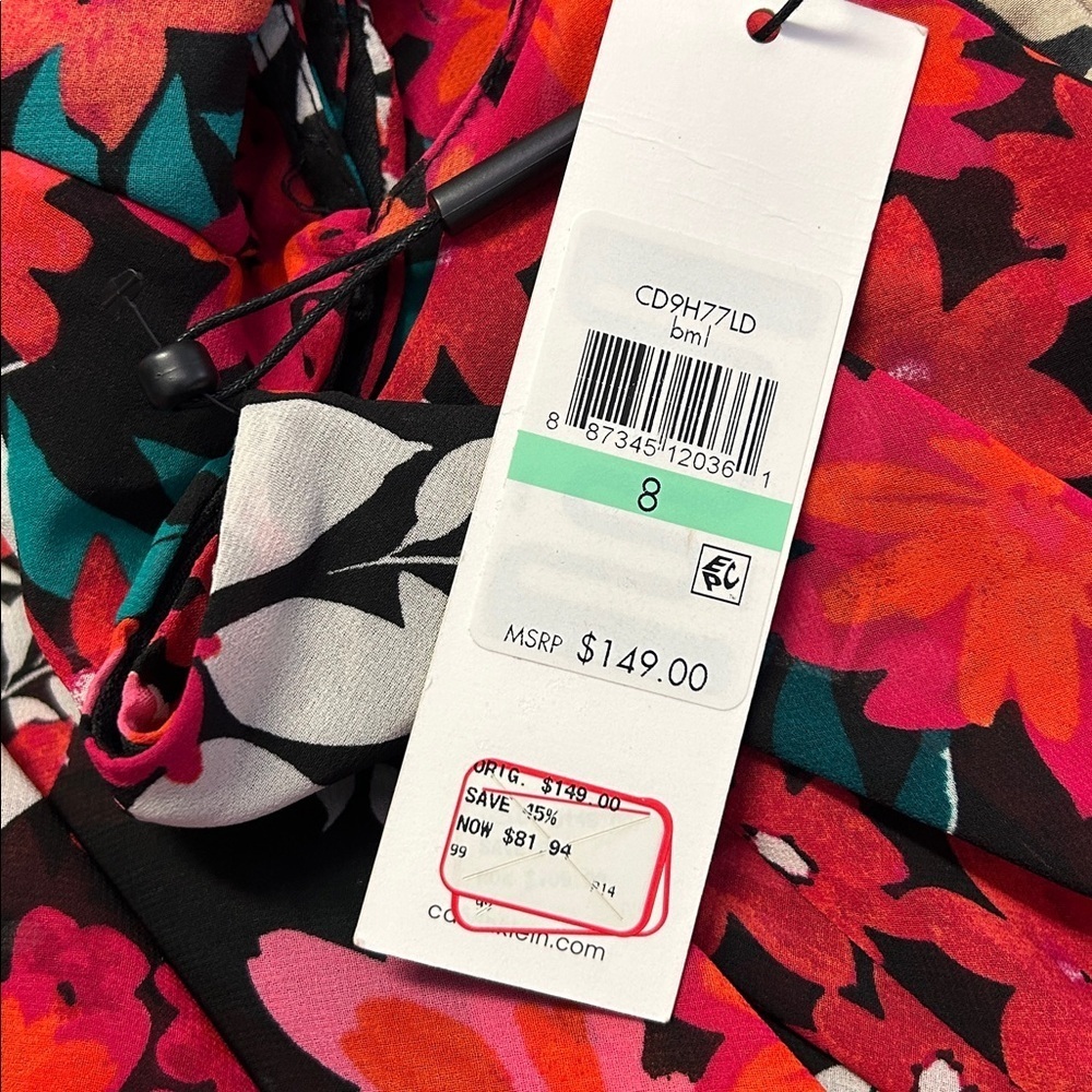 NWT! Calvin Klein Floral Flowy Maxi Dress Spaghetti Straps - size 8 - MSRP $149! - Picture 4 of 5